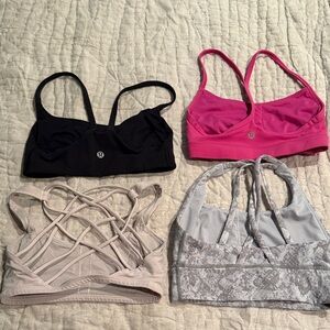 lululemon athletica Sports Bras - Black, Pink, Gray, light pink BUNDLE SIZE 2